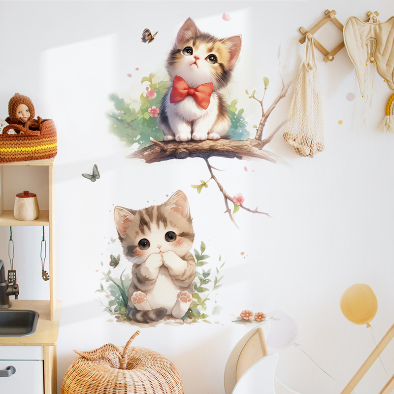 Kawaii Pastel Cat & Butterfly  - Pvc Panel Background 리뷰 및 가격