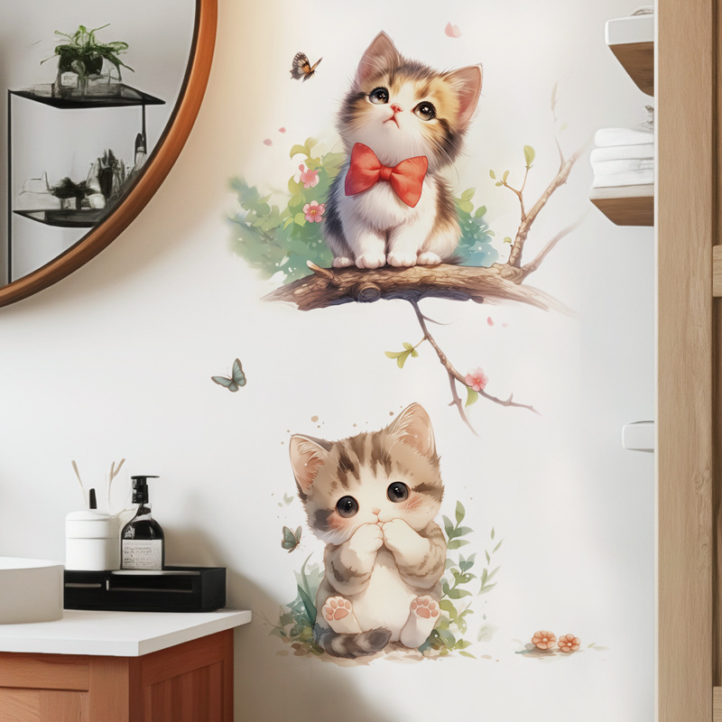 Kawaii Pastel Cat & Butterfly  - Pvc Panel Background 리뷰 및 가격