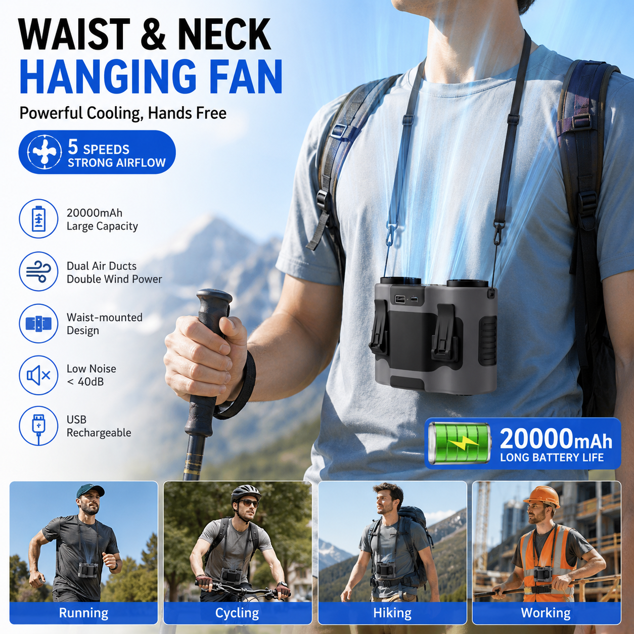 Portable Waist Clip Fan Mini U - Timer Dual Outlet 리뷰 및 가격