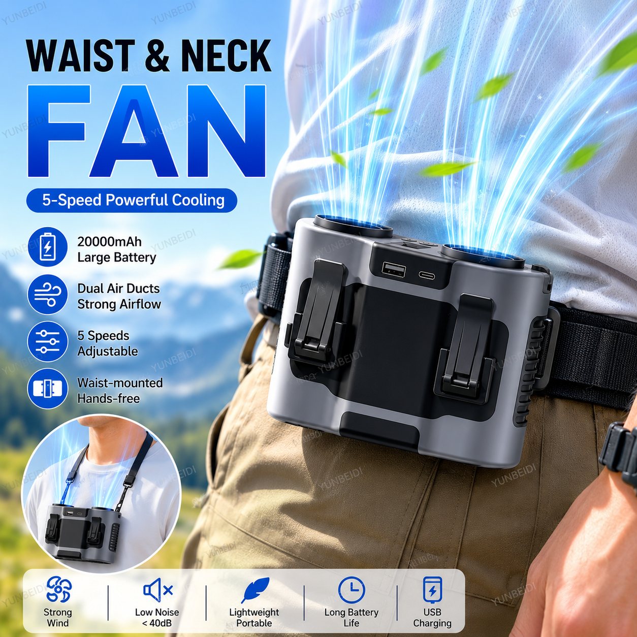 Portable Waist Clip Fan Mini U - Timer Dual Outlet 리뷰 및 가격